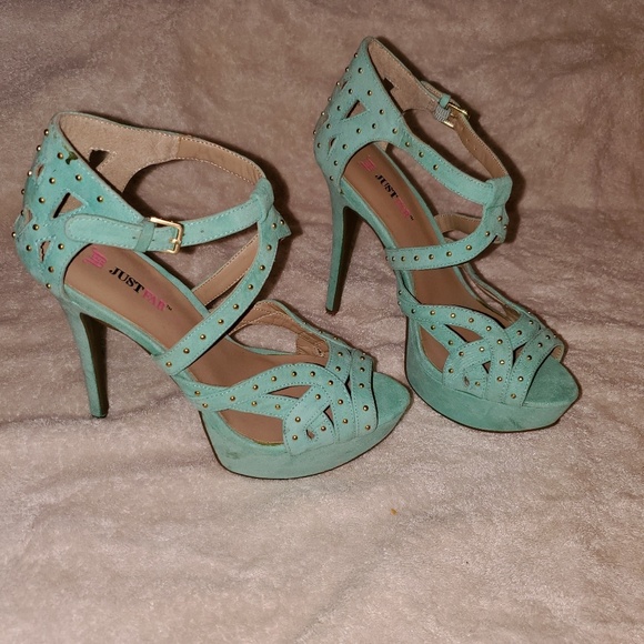 Turquoise Just Fab Platform Heels size 7.5 - Picture 1 of 4